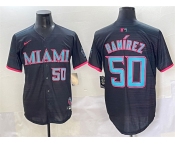 Men's Miami Marlins #50 Agustín Ramírez Black 2025 City Connect Limited Stitched Baseball Jersey