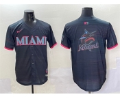 Men's Miami Marlins Team Big Logo Black 2025 City Connect Limited Stitched Baseball Jersey