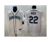 Men Seattle Mariners #22 Bryan Woo White Cool Base Stitched Baseball Jersey Men Seattle Mariners #22 Bryan Woo White Cool Base Stitched Baseball Jersey