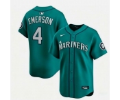 Men's Seattle Mariners #4 Colt Emerson Aqua Limited Stitched jersey Men's Seattle Mariners #4 Colt Emerson Aqua Limited Stitched jersey