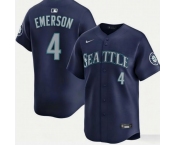 Men's Seattle Mariners #4 Colt Emerson Navy Cool Base Stitched Baseball Jersey Men's Seattle Mariners #4 Colt Emerson Navy Cool Base Stitched Baseball Jersey