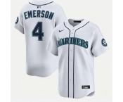 Men's Seattle Mariners #4 Colt Emerson White Cool Base Stitched Baseball Jersey Men's Seattle Mariners #4 Colt Emerson White Cool Base Stitched Baseball Jersey