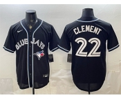 Men's Toronto Blue Jays #22 Ernie Clement 2026 Fashion Replica Black Out Stitched Baseball Jersey Men's Toronto Blue Jays #22 Ernie Clement 2026 Fashion Replica Black Out Stitched Baseball Jersey