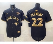Men's Toronto Blue Jays #22 Ernie Clement Black Gold 2025 American League Champions Limited Stitched Baseball Jersey