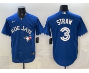 Men's Toronto Blue Jays #3 Myles Straw Royal Stitched Baseball Jersey Men's Toronto Blue Jays #3 Myles Straw Royal Stitched Baseball Jersey