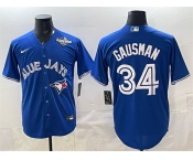 Men's Toronto Blue Jays #34 Kevin Gausman Royal 2025 World Series Cool Base Stitched Baseball Jersey Men's Toronto Blue Jays #34 Kevin Gausman Royal 2025 World Series Cool Base Stitched Baseball Jersey