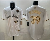 Men's Toronto Blue Jays #39 Trey Yesavage White Gold 2025 American League Champions Limited Stitched Jersey Men's Toronto Blue Jays #39 Trey Yesavage White Gold 2025 American League Champions Limited Stitched Jersey