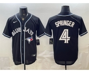 Men's Toronto Blue Jays #4 George Springer 2026 Fashion Replica Black Out Stitched Baseball Jersey Men's Toronto Blue Jays #4 George Springer 2026 Fashion Replica Black Out Stitched Baseball Jersey