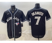 Men's Toronto Blue Jays #7 Kazuma Okamoto 2026 Fashion Replica Black Out Stitched Baseball Jersey Men's Toronto Blue Jays #7 Kazuma Okamoto 2026 Fashion Replica Black Out Stitched Baseball Jersey