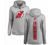 Hockey Women New Jersey Devils #15 Jamie Langenbrunner Ash Backer Pullover Hoodie