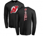 Hockey New Jersey Devils #9 Taylor Hall Black Backer Long Sleeve T-Shirt