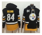 Nike Pittsburgh Steelers #84 Antonio Brown Black Gold Name & Number Pullover NFL Hoodie