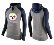 Women Nike Pittsburgh Steelers Performance Hoodie Grey & Dark Blue_1