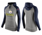 Women Nike Pittsburgh Steelers Performance Hoodie Grey & Dark Blue_2