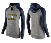 Women Nike Pittsburgh Steelers Performance Hoodie Grey & Dark Blue_3