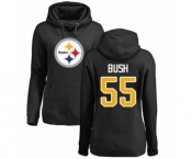 Women's Pittsburgh Steelers #55 Devin Bush Black Name & Number Logo Pullover Hoodie