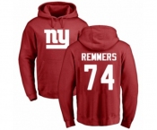 Football New York Giants #74 Mike Remmers Red Name & Number Logo Pullover Hoodie