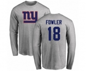 Football New York Giants #18 Bennie Fowler Ash Name & Number Logo Long Sleeve T-Shirt