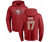 Football San Francisco 49ers #17 Jalen Hurd Red Name & Number Logo Pullover Hoodie