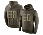 Football San Francisco 49ers #80 Jerry Rice Green Salute To Service Men's Pullover Hoodie