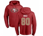 Football San Francisco 49ers #80 Jerry Rice Red Name & Number Logo Pullover Hoodie