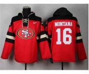 nike nfl jerseys san francisco 49ers #16 joe montana black-red[pullover hooded sweatshirt]