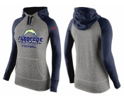 Women Nike San Diego Chargers Performance Hoodie Grey & Dark Blue