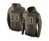 Men Green Bay Packers #80 Martellus Bennett Stitched Green Olive Salute To Service KO Performance Hoodie