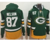 Nike Green Bay Packers #87 Jordy Nelson Green Gold Name & Number Pullover NFL Hoodie