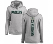 Football Women's Green Bay Packers #12 Aaron Rodgers Ash Backer Hoodie