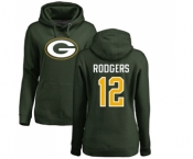 Football Women's Green Bay Packers #12 Aaron Rodgers Green Name & Number Logo Pullover Hoodie
