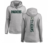 Football Women's Green Bay Packers #17 Davante Adams Ash Backer Hoodie