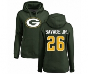 Football Women's Green Bay Packers #26 Darnell Savage Jr. Green Name & Number Logo Pullover Hoodie