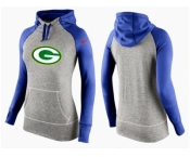 Women Nike Green Bay Packers Performance Hoodie Grey & Blue
