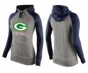 Women Nike Green Bay Packers Performance Hoodie Grey & Dark Blue