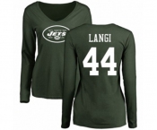 Football Women's New York Jets #44 Harvey Langi Green Name & Number Logo Long Sleeve T-Shirt