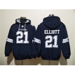 Men's Dallas Cowboys #21 Ezekiel Elliott Navy Ageless Must-Have Lace-Up Pullover Hoodie