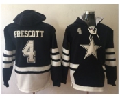 Nike Dallas Cowboys #4 Dak Prescott Navy Blue White Name & Number Pullover NFL Hoodie