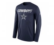 Men's Dallas Cowboys Nike Navy Legend Staff Practice Long Sleeves Performance T-Shirt