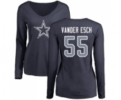 NFL Women's Nike Dallas Cowboys #55 Leighton Vander Esch Navy Blue Name & Number Logo Slim Fit Long Sleeve T-Shirt