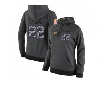 Women Nike Philadelphia Eagles #22 Sidney Jones Stitched Black Anthracite Salute to Service Player Performance Hoodie