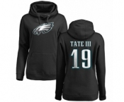 Women's Nike Philadelphia Eagles #19 Golden Tate III Black Name & Number Logo Pullover Hoodie