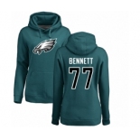 Women's Nike Philadelphia Eagles #77 Michael Bennett Green Name & Number Logo Pullover Hoodie