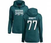 Women's Nike Philadelphia Eagles #77 Michael Bennett Green Super Bowl LII Champions Pullover Hoodie