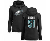 Women's Philadelphia Eagles #51 Zach Brown Black Name & Number Logo Pullover Hoodie