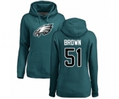 Women's Philadelphia Eagles #51 Zach Brown Green Name & Number Logo Pullover Hoodie