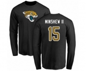 Football Jacksonville Jaguars #15 Gardner Minshew II Black Name & Number Logo Long Sleeve T-Shirt