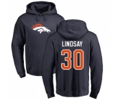 NFL Nike Denver Broncos #30 Phillip Lindsay Navy Blue Name & Number Logo Pullover Hoodie