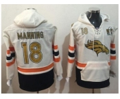 Nike Denver Broncos #18 Peyton Manning White(Gold No.) Name & Number Pullover NFL Hoodie