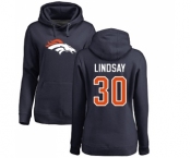 NFL Women's Nike Denver Broncos #30 Phillip Lindsay Navy Blue Name & Number Logo Pullover Hoodie